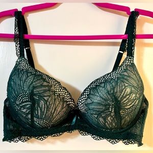Frederick’s of Hollywood - Saffron Lace Push-Up Bra - Dark Green (36C)